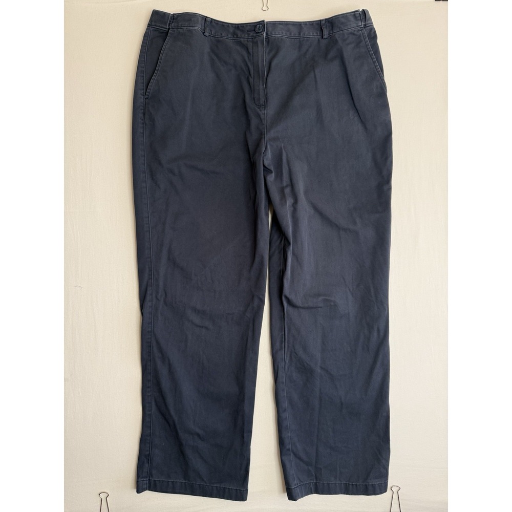 LL BEAN Womens Classic Fit Blue Khaki Pants Size 20 Preppy Fit Workwear Business